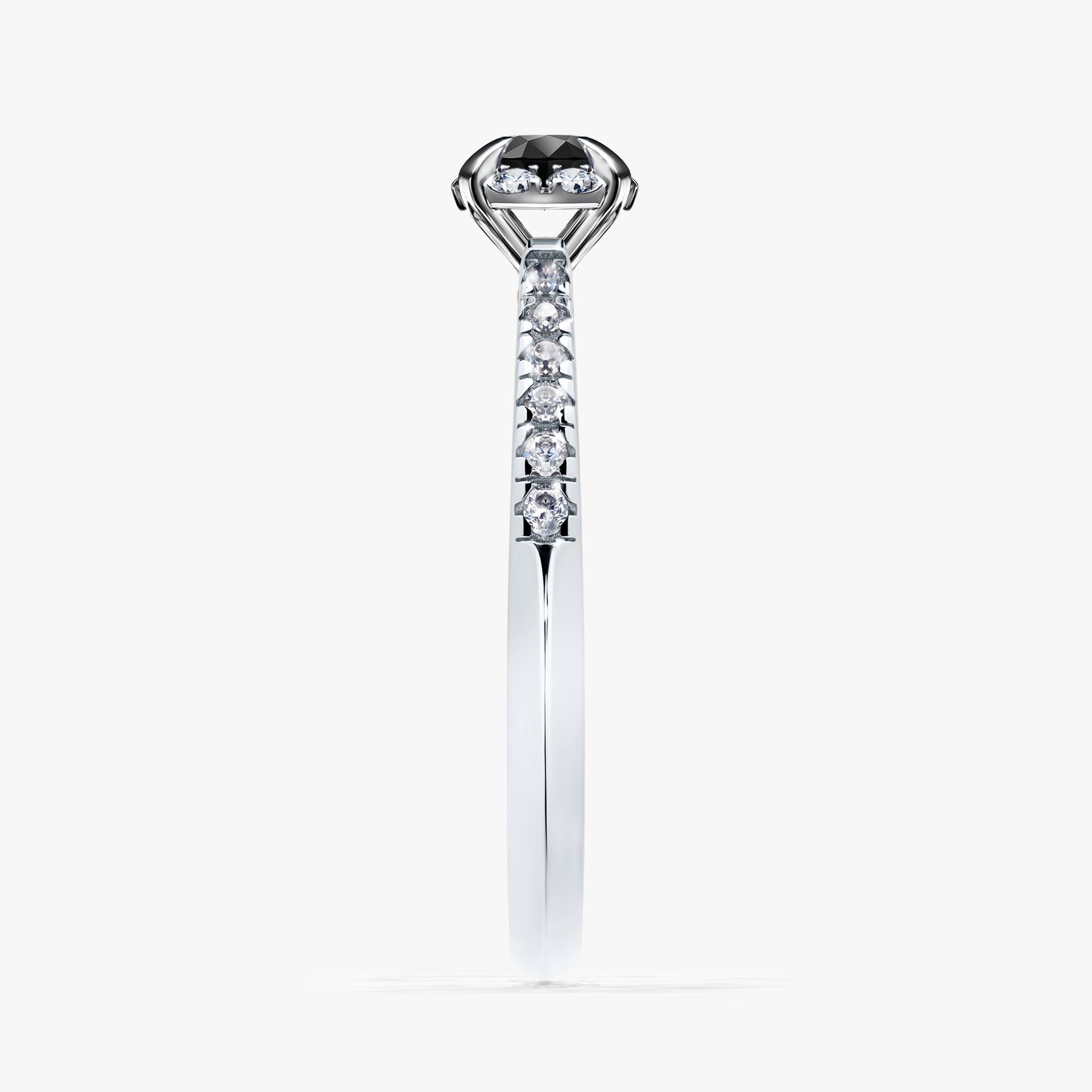 Pierścionek zaręczynowy My Princess z białego złota z czarnym diamentem 0,28ct